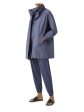 EILEEN FISHER Womens Blue Zippered Pocketed Stand-up Collar Unlined Boxy Fit Long Sleeve Button Down Jacket Online Sale