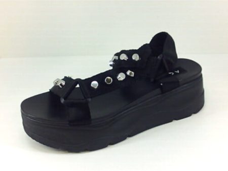 AQUA Womens Black Adjustable Studded Strappy Sun Round Toe Platform Slingback Sandal M Online