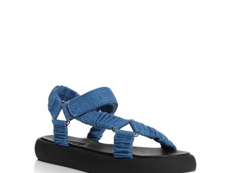 AQUA Womens Blue Adjustable Strap Cushioned Tenly Square Toe Platform Slingback Sandal M Fashion