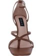 AQUA Womens Brown Ankle Strap Padded Luanda Square Toe Stiletto Buckle Leather Heeled Thong Sandals B For Cheap