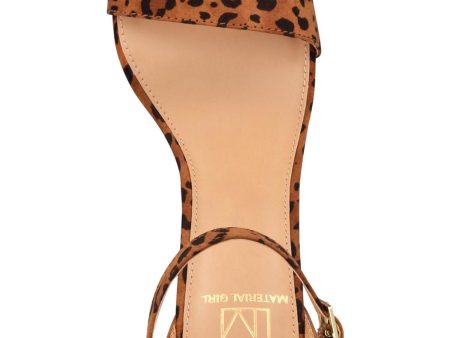 MATERIAL GIRL Womens Brown Animal Print Padded Ankle Strap Blaire Square Toe Stiletto Buckle Dress Sandals Shoes M Online