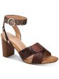 ALFANI Womens Brown Snake Print Crisscross Straps Cushioned Ankle Strap Irinna Square Toe Block Heel Buckle Sandals Shoes M Online Sale