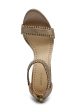 ADRIENNE VITTADINI Womens Gold Ankle Strap Embellished Gracy Round Toe Stiletto Zip-Up Dress Sandals Shoes M Fashion