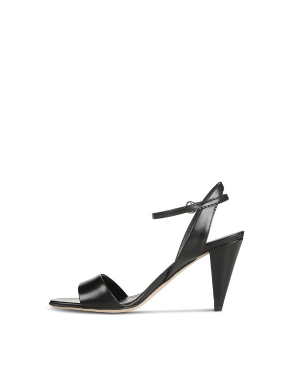 VIA SPIGA Womens Black Adjustable Strap Cushioned Ria Square Toe Cone Heel Buckle Leather Dress Slingback Sandal M Cheap