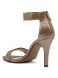 ADRIENNE VITTADINI Womens Gold Ankle Strap Embellished Gracy Round Toe Stiletto Zip-Up Dress Sandals Shoes M Fashion