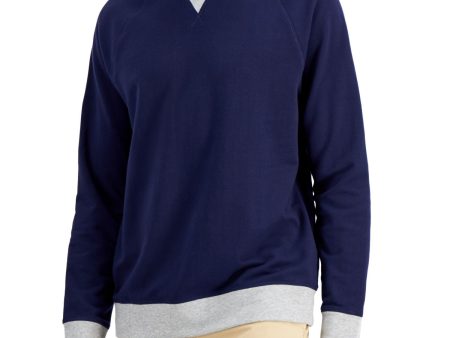 CLUBROOM Mens Navy Color Block Turtle Neck Classic Fit Fleece Sweatshirt Supply