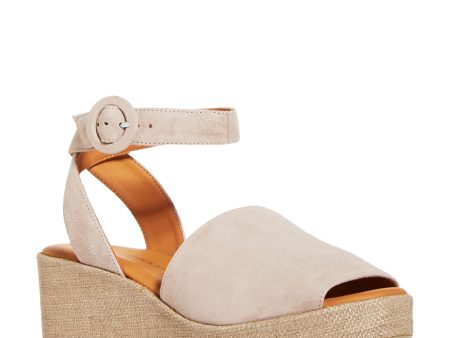 ANDRE ASSOUS Womens Ivory Cushioned Adjustable Strap Klarita Round Toe Wedge Buckle Leather Espadrille Shoes Supply