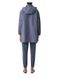 EILEEN FISHER Womens Blue Zippered Pocketed Stand-up Collar Unlined Boxy Fit Long Sleeve Button Down Jacket Online Sale