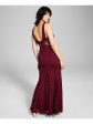 TRIXXI Womens Maroon Lace Zippered Partially Lined Godet Sleeveless V Neck Maxi Formal Gown Dress Online now