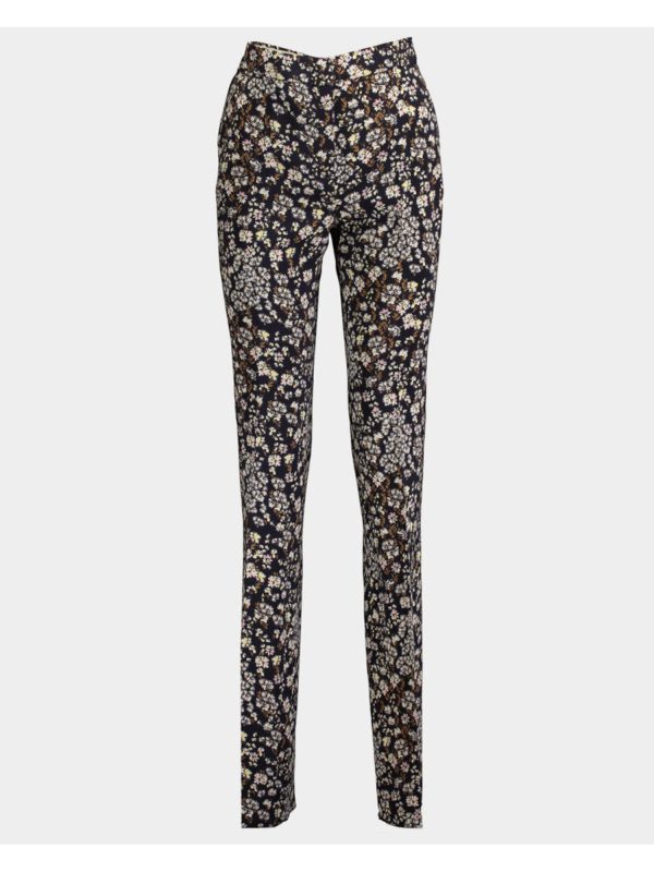 MAX MARA  STUDIO Womens Black Stretch Zippered Pocketed Floral Wear To Work Straight leg Pants For Discount