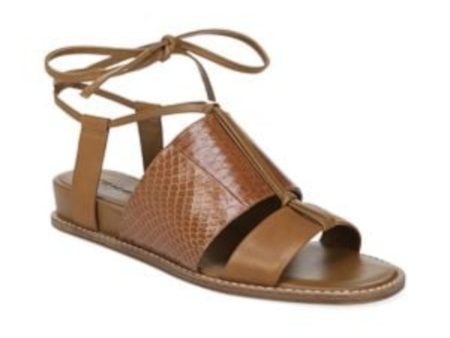 VINCE. Womens Brown Strappy Comfort Forster Round Toe Wedge Lace-Up Leather Slingback Sandal M Online now