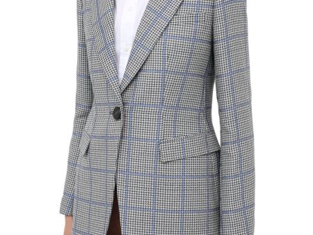 EMPORIO ARMANI Womens Gray Houndstooth Wear To Work Blazer Jacket For Sale