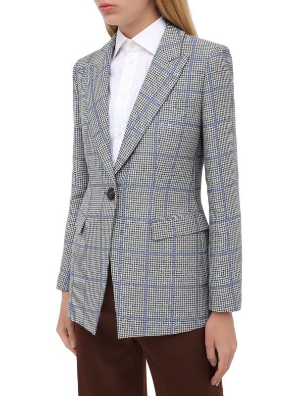 EMPORIO ARMANI Womens Gray Houndstooth Wear To Work Blazer Jacket For Sale