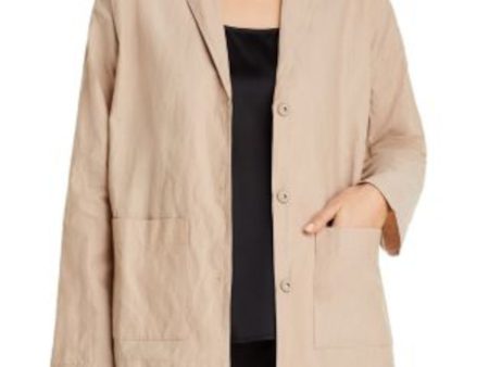 EILEEN FISHER Womens Beige Pocketed Oversized Blazer Jacket Supply