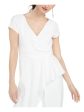 ADRIANNA PAPELL Womens Ivory Zippered Short Sleeve V Neck Wide Leg Jumpsuit Online now