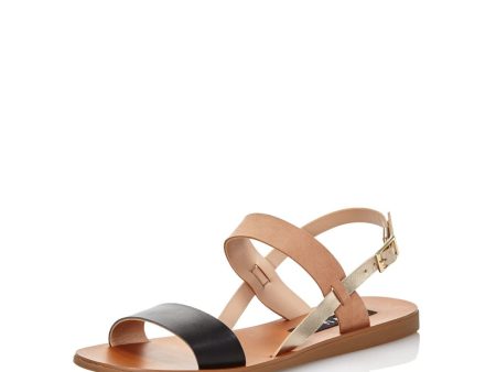 AQUA Womens Black Adjustable Strap Sam Round Toe Buckle Leather Slingback Sandal M Online