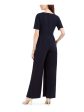 ADRIANNA PAPELL Womens Short Sleeve Asymmetrical Neckline Evening Wide Leg Jumpsuit Fashion