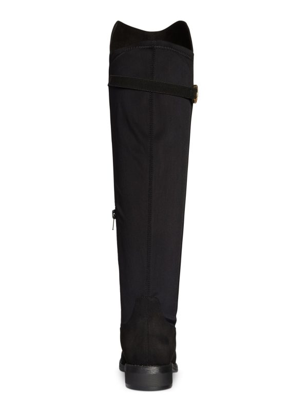 ZIGI SOHO Womens Black Hardware Detail Strap At Upper Cushioned Onley Round Toe Block Heel Riding Boot M For Sale