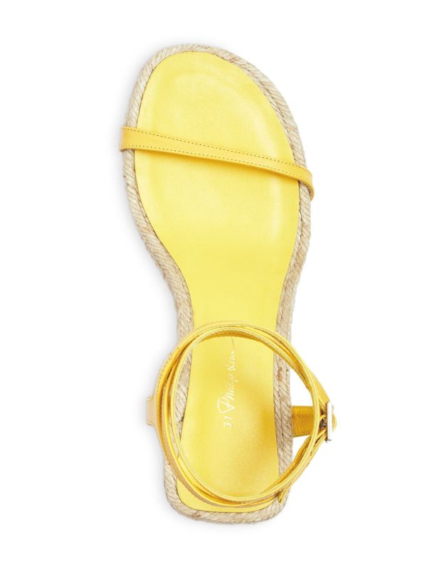 3.1 PHILLIP LIM Womens Sunshine Yellow Ankle Strap Padded Yasmine Round Toe Kitten Heel Buckle Leather Dress Espadrille Shoes For Cheap