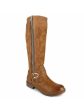 ZIGI SOHO Womens Brown Cushioned Stephany Round Toe Block Heel Zip-Up Riding Boot Supply