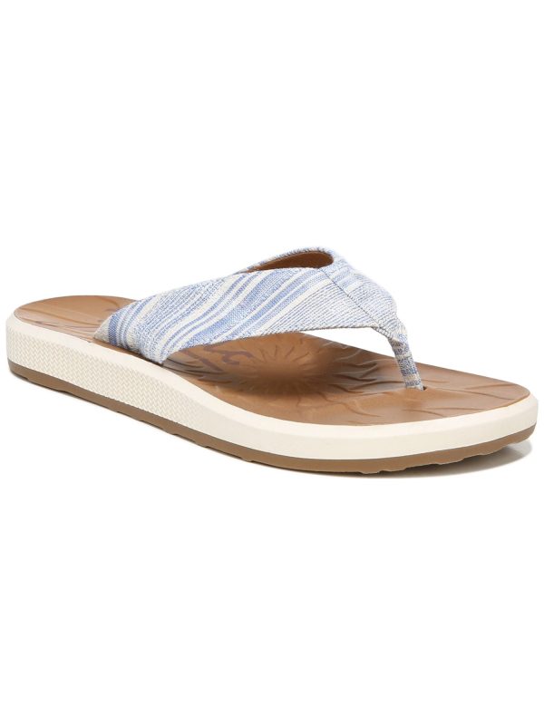 ZODIAC Womens Blue Striped Sunny Round Toe Slip On Flip Flop Sandal M Fashion