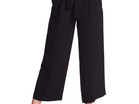 1. STATE Womens Black Pocketed Belted Wide Leg Pants Discount