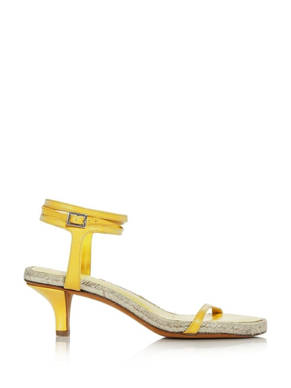 3.1 PHILLIP LIM Womens Sunshine Yellow Ankle Strap Padded Yasmine Round Toe Kitten Heel Buckle Leather Dress Espadrille Shoes For Cheap