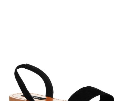 AQUA Womens Black Goring Cece Round Toe Slip On Leather Slingback Sandal Online Hot Sale