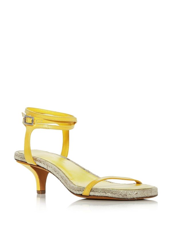 3.1 PHILLIP LIM Womens Sunshine Yellow Ankle Strap Padded Yasmine Round Toe Kitten Heel Buckle Leather Dress Espadrille Shoes For Cheap