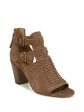 ZODIAC Womens Brown Woven Detailing Cushioned Buckle Accent Cassie Round Toe Block Heel Zip-Up Leather Dress Sandals Shoes M Online