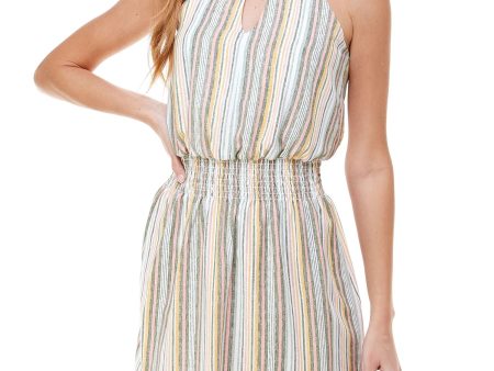 CITY STUDIO Womens Striped Sleeveless Halter Mini A-Line Dress Online Hot Sale