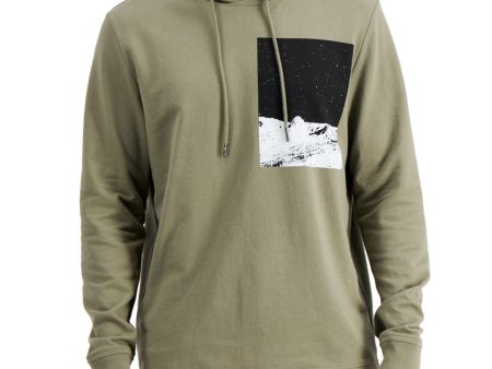 INC Mens Moonwalk Green Graphic Long Sleeve Classic Fit Draw String Hoodie Hot on Sale