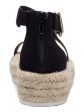 ALFANI Womens Black Asymmetrical Buckle Accent Moira Round Toe Wedge Zip-Up Espadrille Shoes M Online now