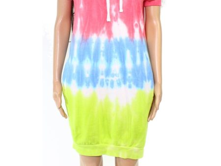 ULTRA FLIRT Womens Jersey Pocketed Tie Dye Short Sleeve Crew Neck Short Shift Dress Cheap