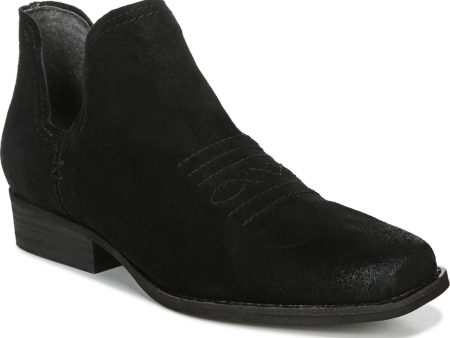 ZODIAC Womens Black Cushioned Agatha Square Toe Stacked Heel Slip On Leather Booties M Discount