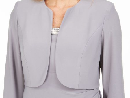 R&M RICHARDS Womens Gray Pocketed Cropped Evening Jacket Online now