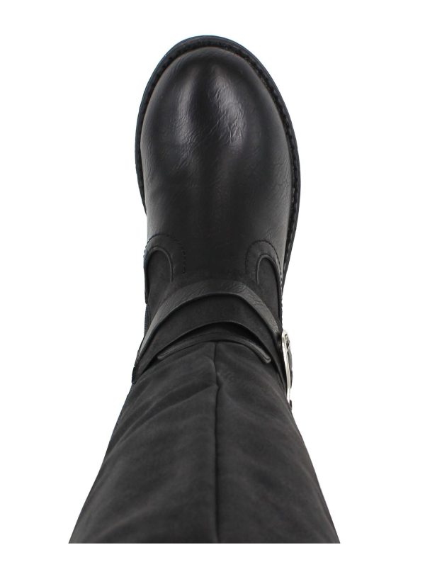 ZIGI SOHO Womens Black Cushioned Stephany Round Toe Block Heel Zip-Up Riding Boot For Sale