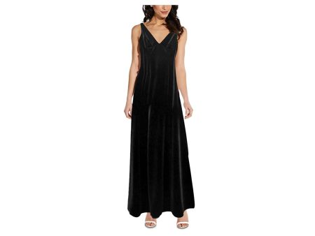 ADRIANNA PAPELL Womens Black Sleeveless V Neck Maxi Evening A-Line Dress Online now